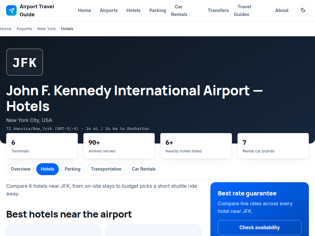 Finalheights Airports homepage screenshot