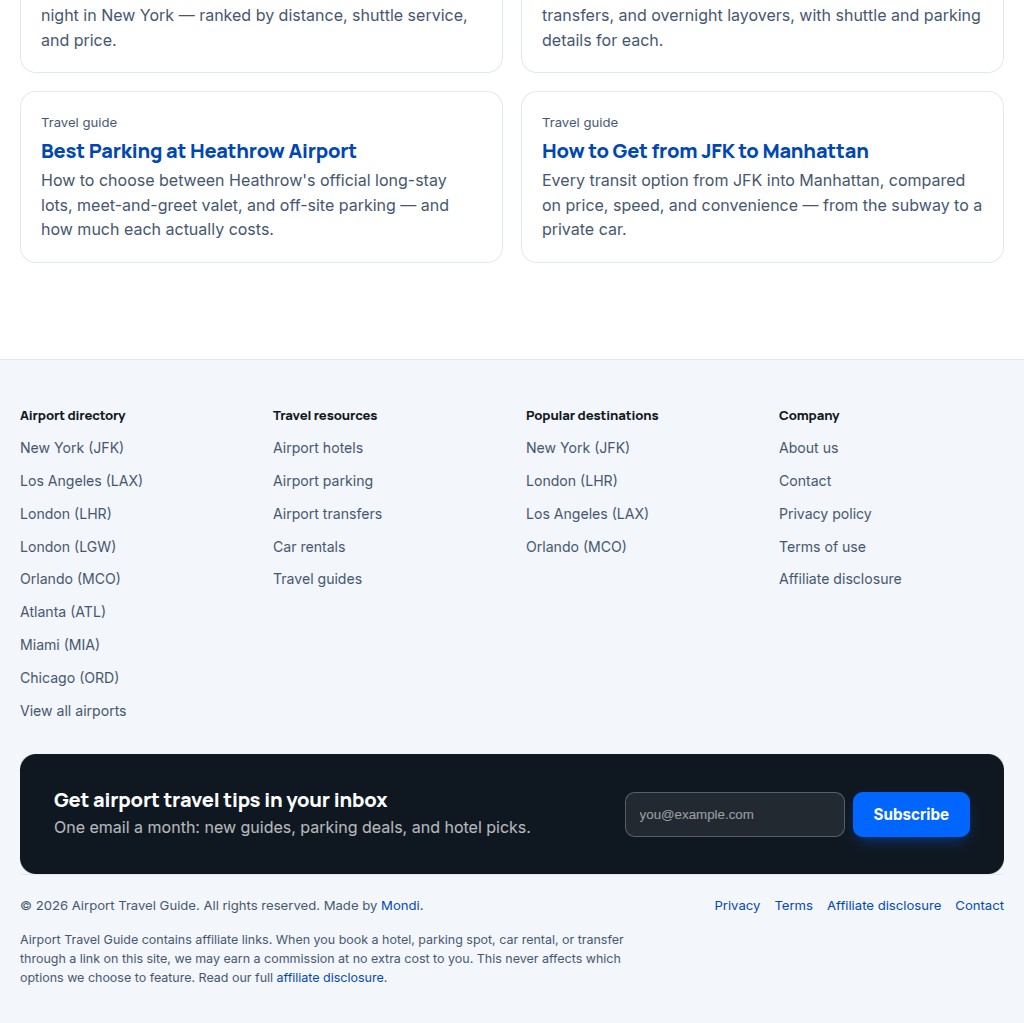 Footer with contact info