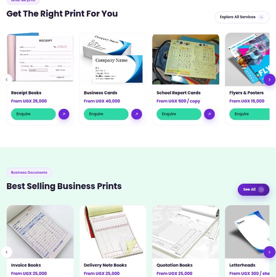Product catalog section