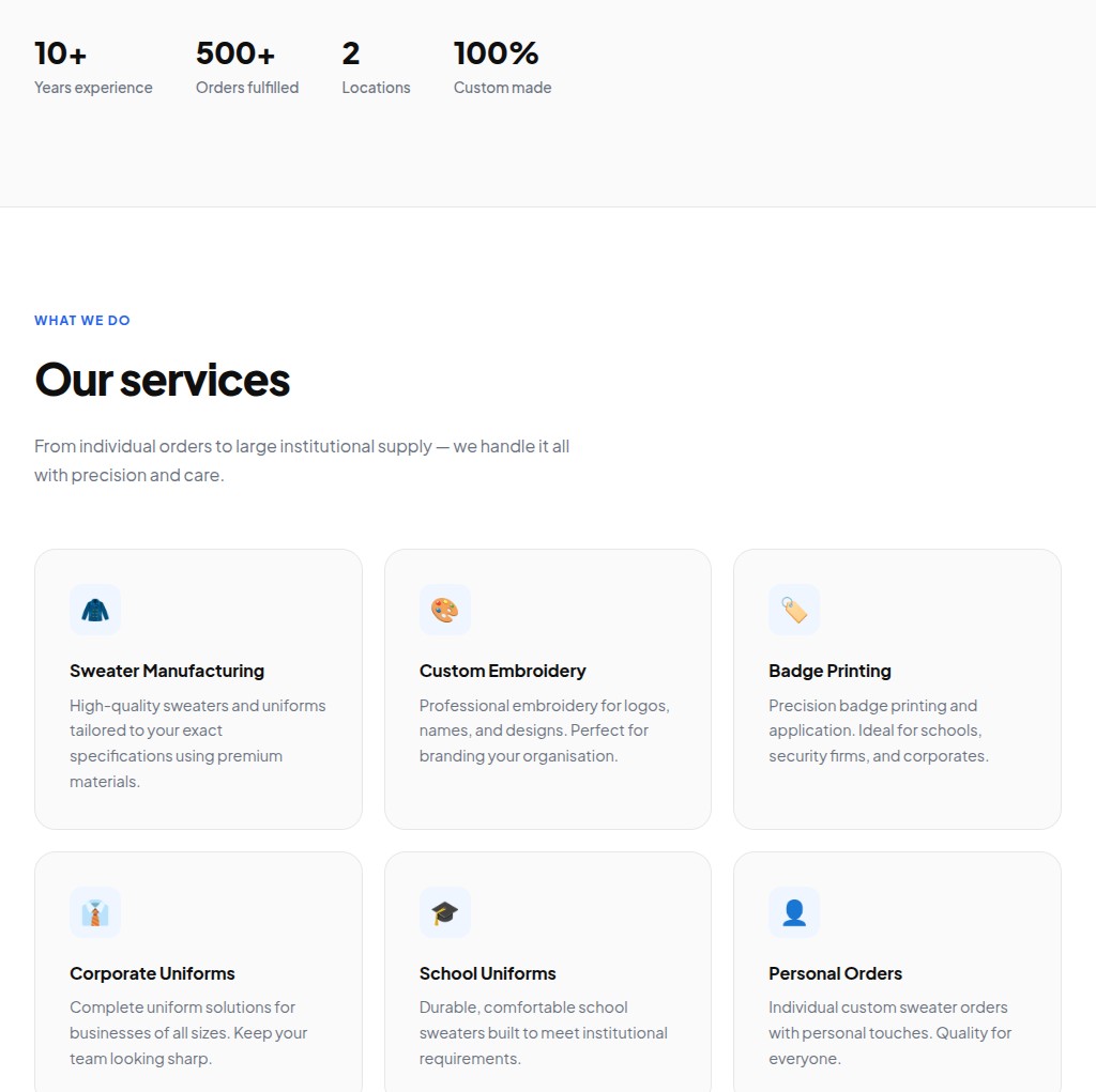 Product showcase section
